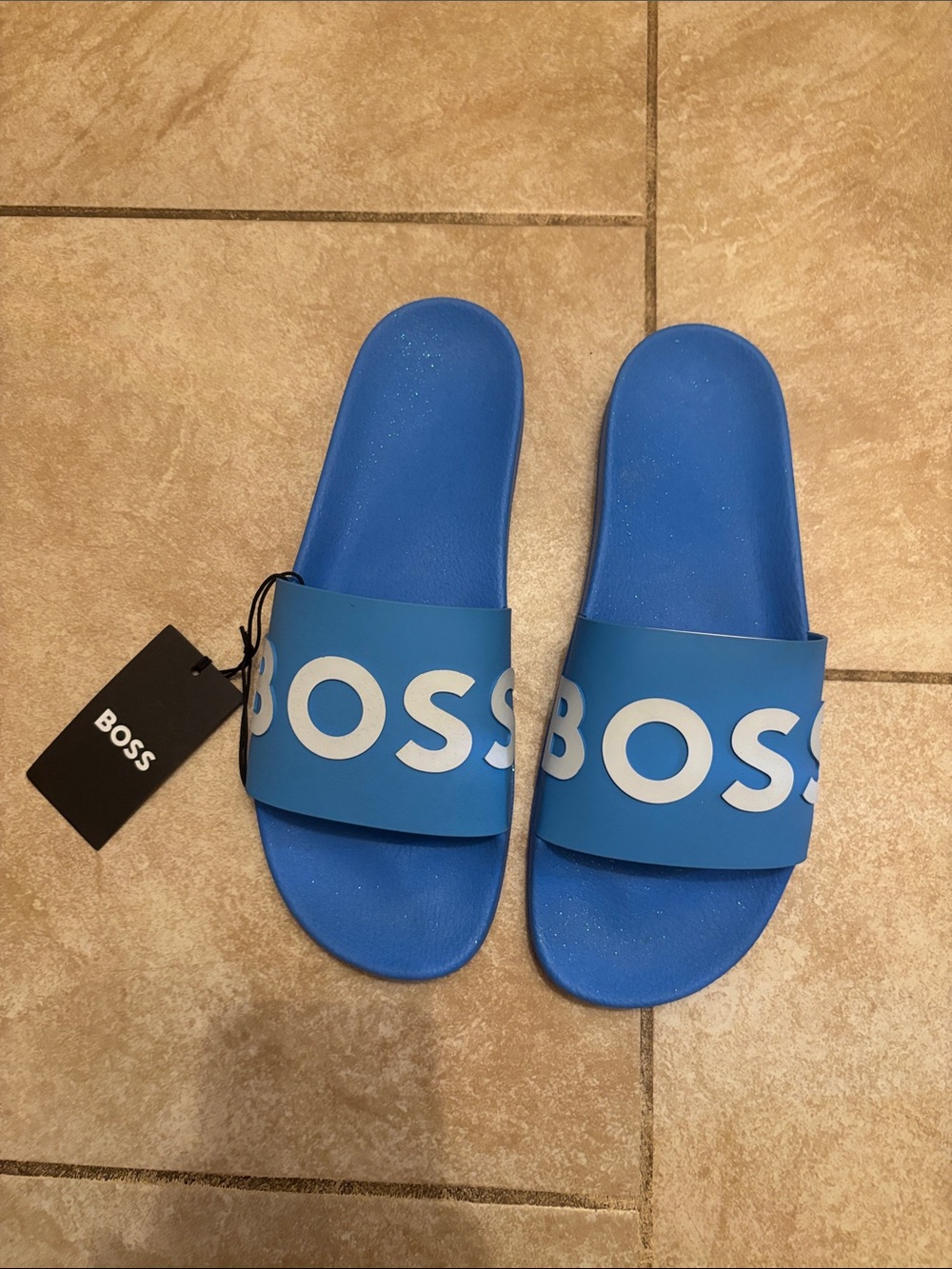 BOSS Blue Logo Slide Sandals